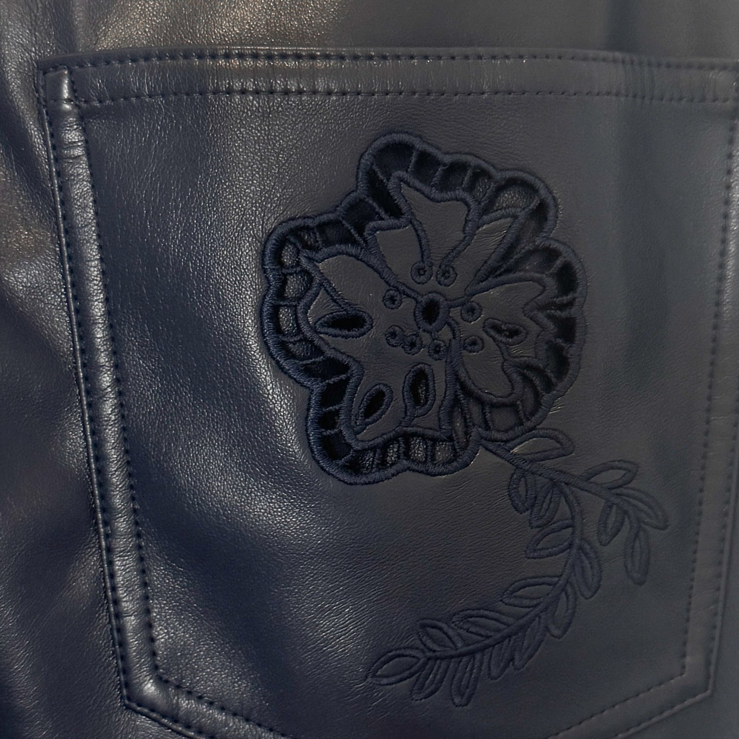 Johnny Was Navy Blue Vegan Leather Addy Pants W31 ~ AU12 [NEW]