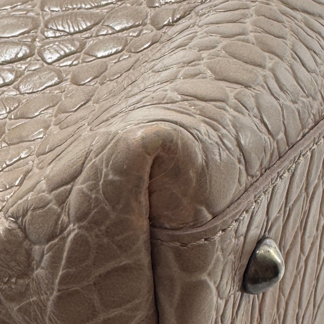 Furla Vintage Blush Pink Embossed Leather Top Handle Bag