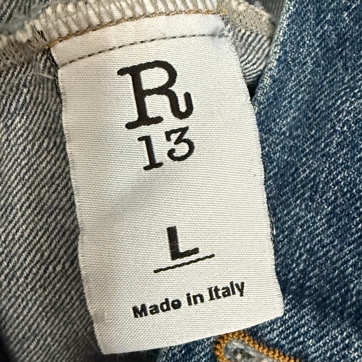 R13 Blue Wash Denim Long Tailored Trucker Jacket Large ~ AU8-10