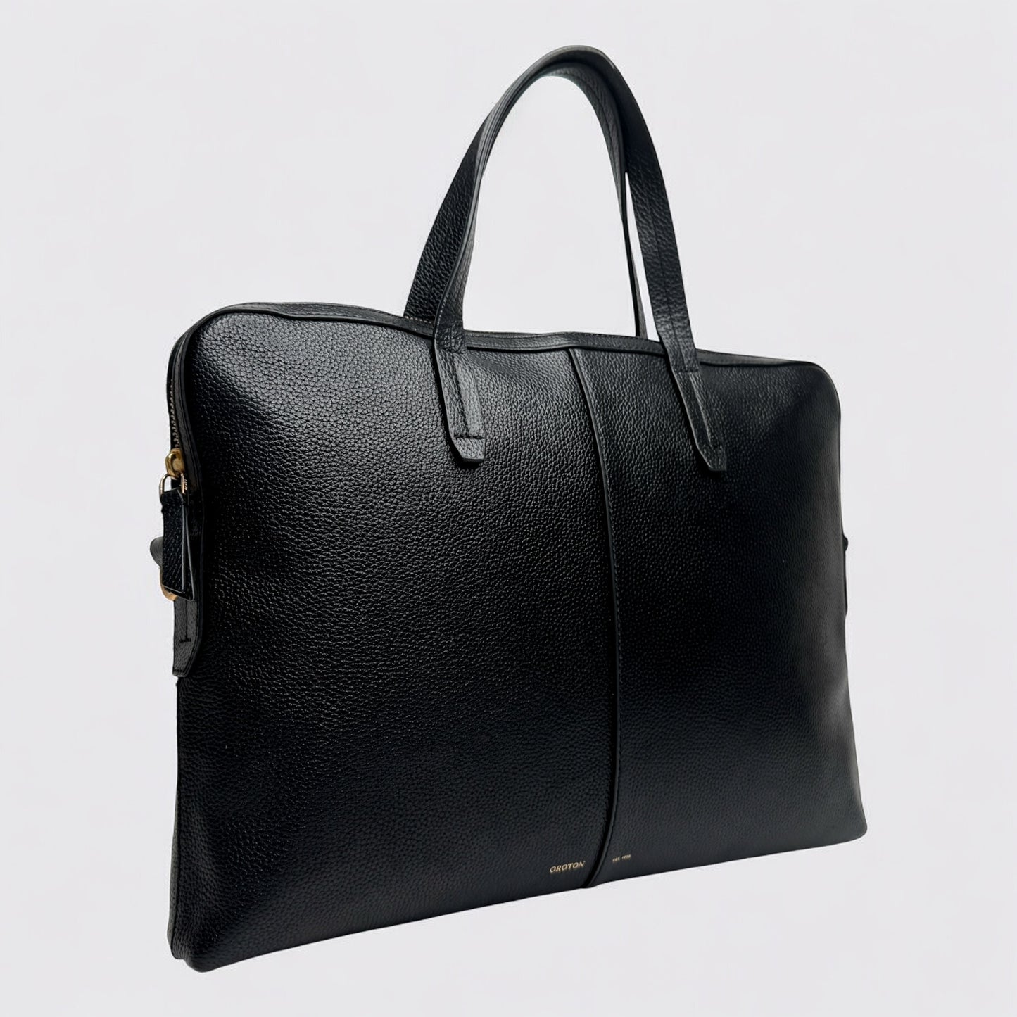 Oroton Black Grainy Leather Lilly Laptop Bag Medium