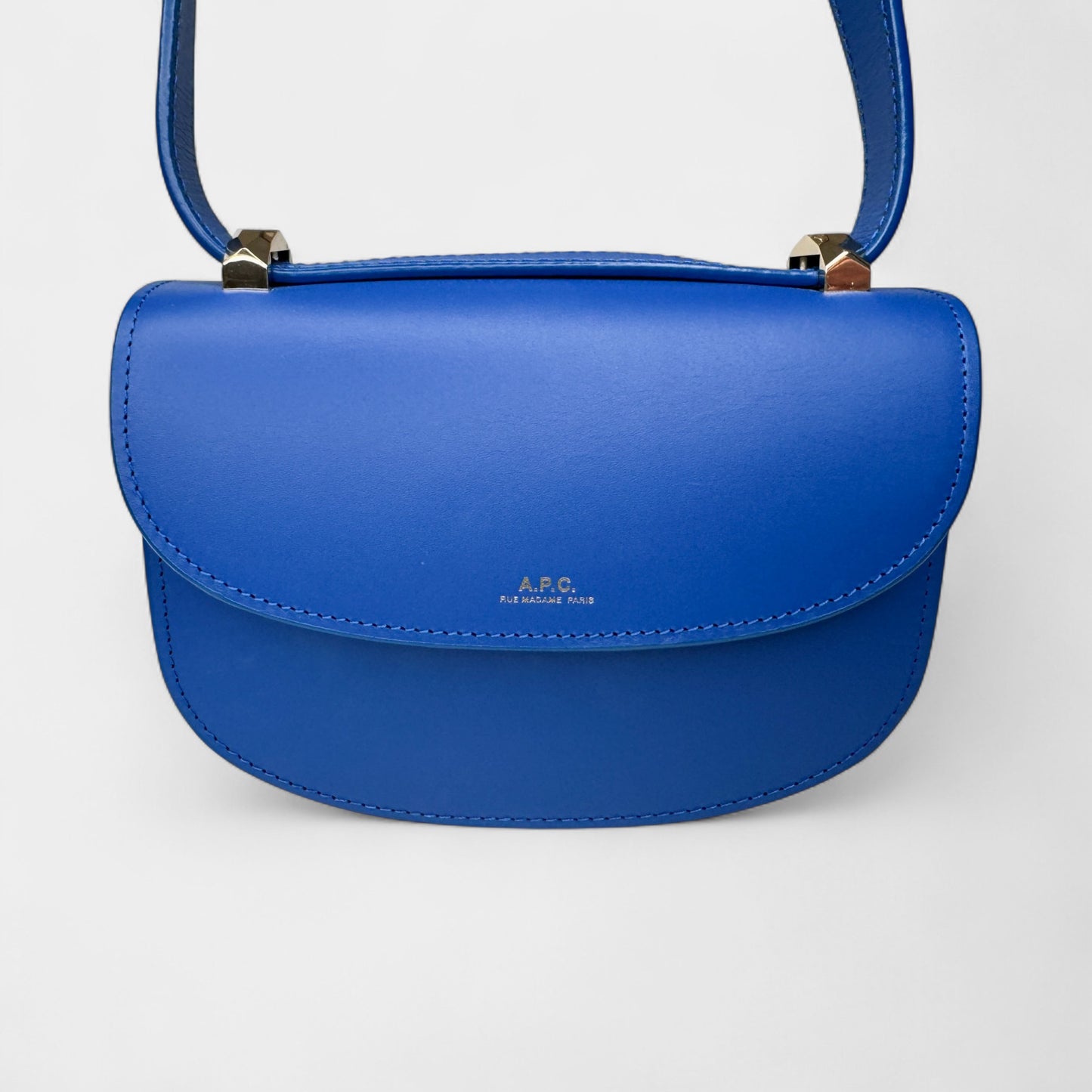 APC Bright Blue Leather Mini Geneve Crossbody Bag
