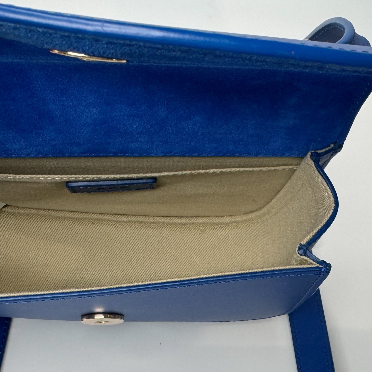 APC Bright Blue Leather Mini Geneve Crossbody Bag