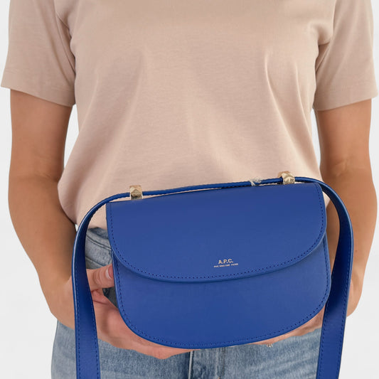 APC Bright Blue Leather Mini Geneve Crossbody Bag