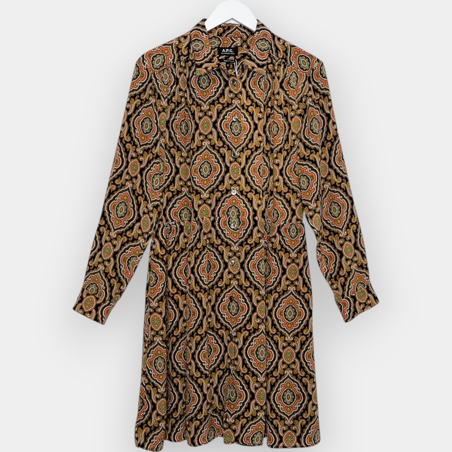 A.P.C. Pink & Green Paisley Silk Joanna Dress EU42 ~ AU12