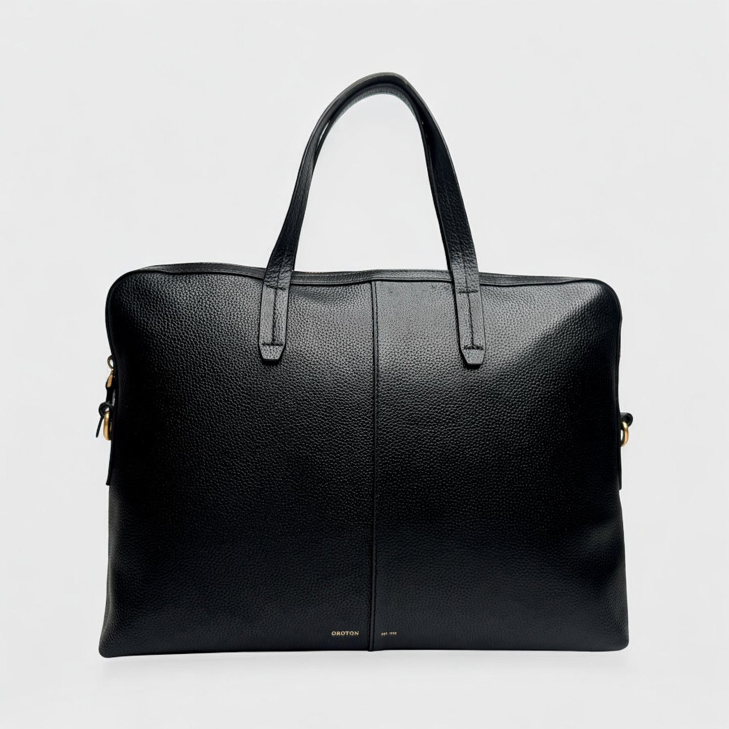 Oroton Black Grainy Leather Lilly Laptop Bag Medium