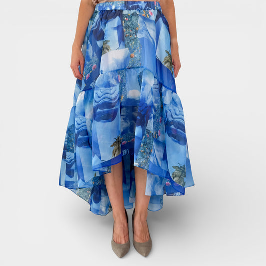 Romance Was Born X Samuel Hodge Blue Petit Palais Print Skirt AU14 [NEW]