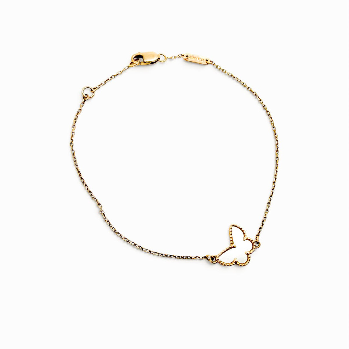 Van Cleef & Arpels Sweet Butterflies 18K Gold Mother Of Pearl Bracelet