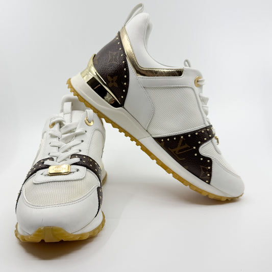 Louis Vuitton White Leather & Mesh Studded Run Away Sneakers EU38 ~ AU7