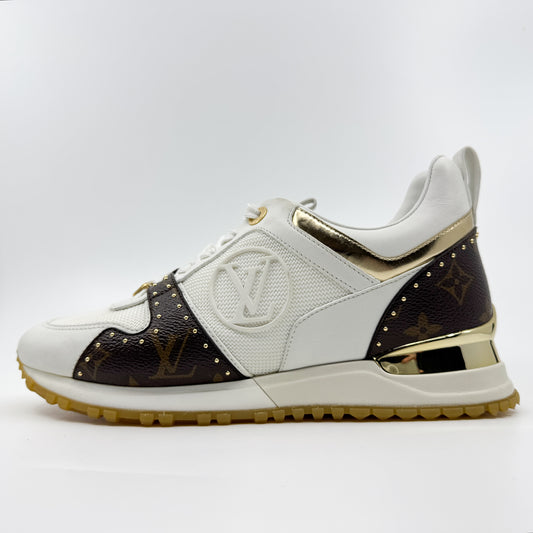 Louis Vuitton White Leather & Mesh Studded Run Away Sneakers EU38 ~ AU7