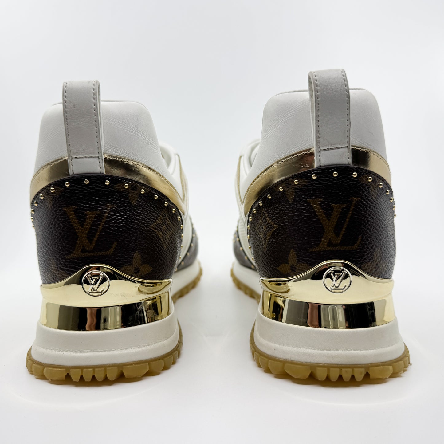 Louis Vuitton White Leather & Mesh Studded Run Away Sneakers EU38 ~ AU7