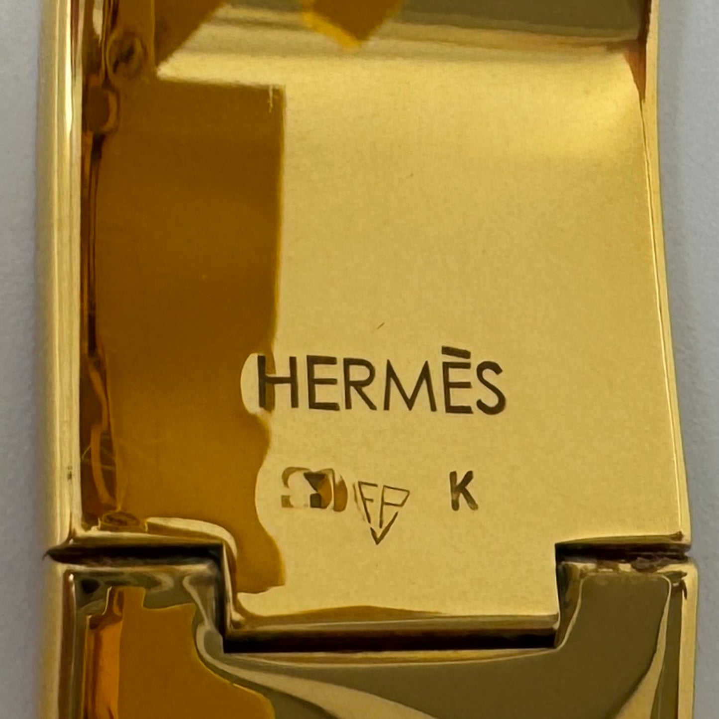 Hermes Orange Enamel Gold Plated Clic-Clac H PM Wide Bracelet