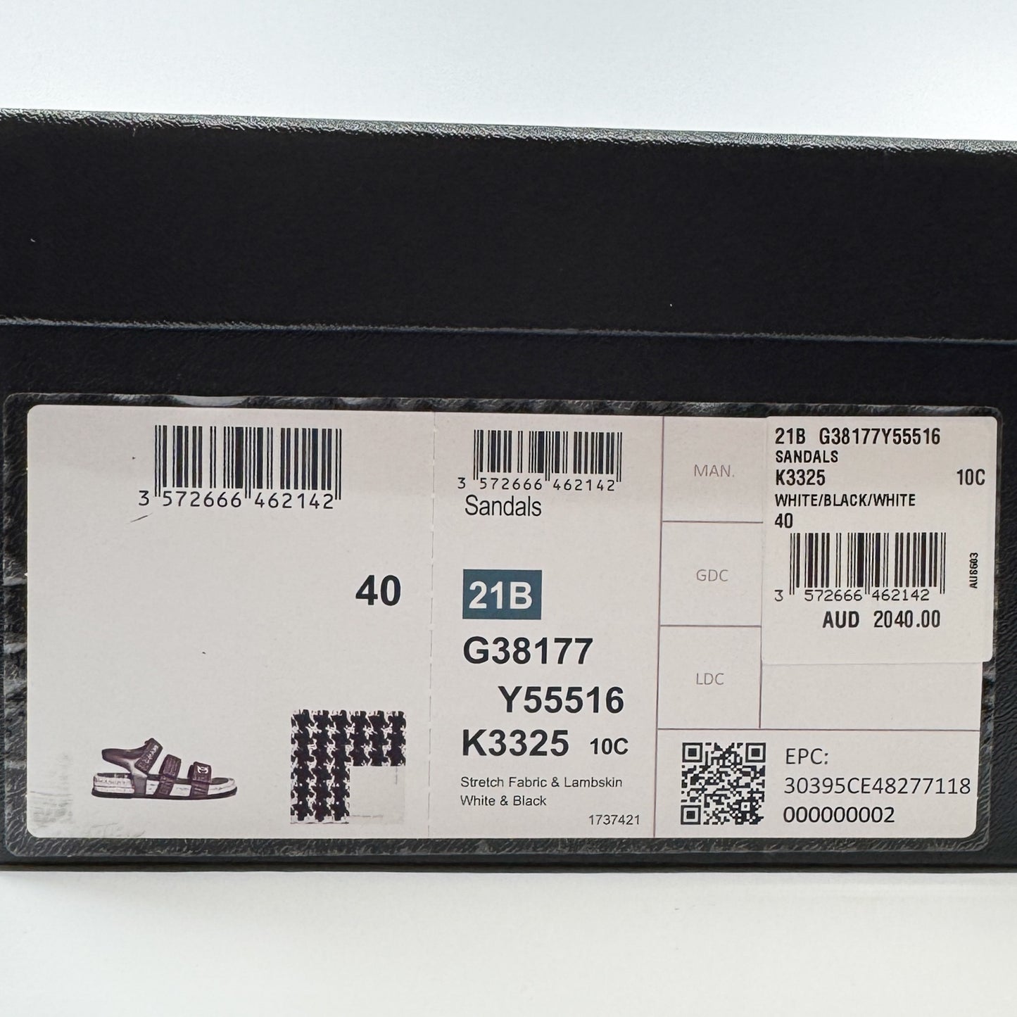 Chanel White Black Tweed Leather Espadrille Dad Sandals EU40 C ~ AU9