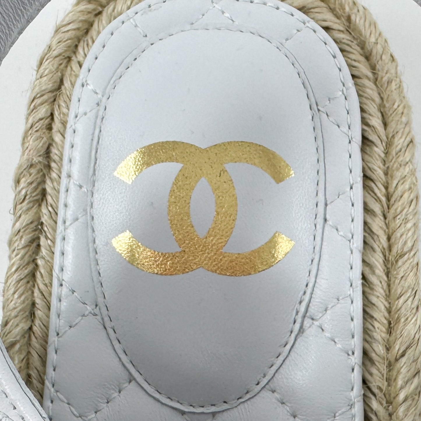 Chanel White Black Tweed Leather Espadrille Dad Sandals EU40 C ~ AU9