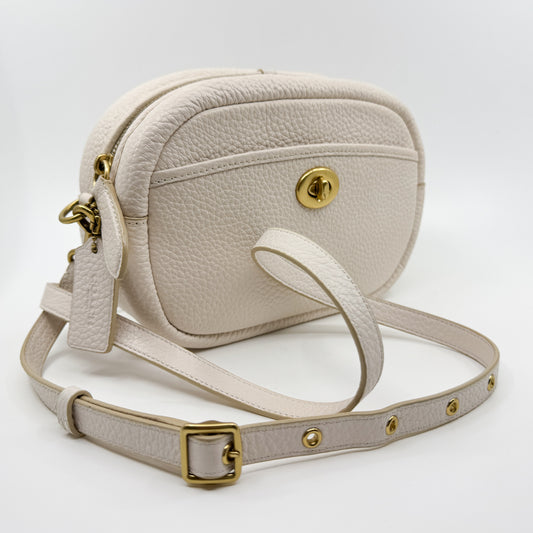 Coach Chalk White Pebble Leather Crossbody Camera Bag [C5809]