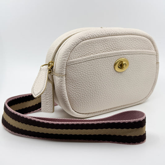 Coach Chalk White Pebble Leather Crossbody Camera Bag [C5809]