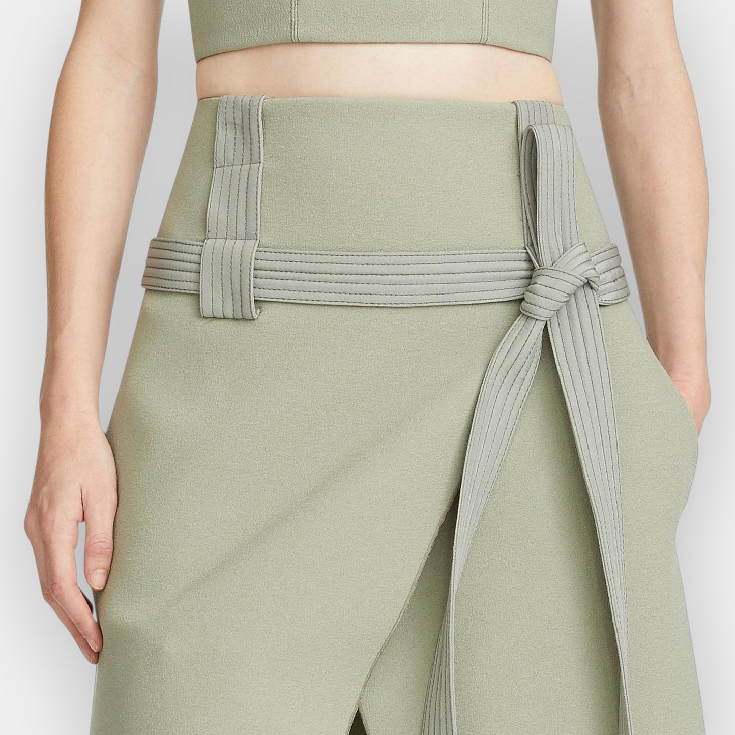 Dion Lee Moss Green Crepe Interchange Belted Skirt Small ~ AU6 [NEW]