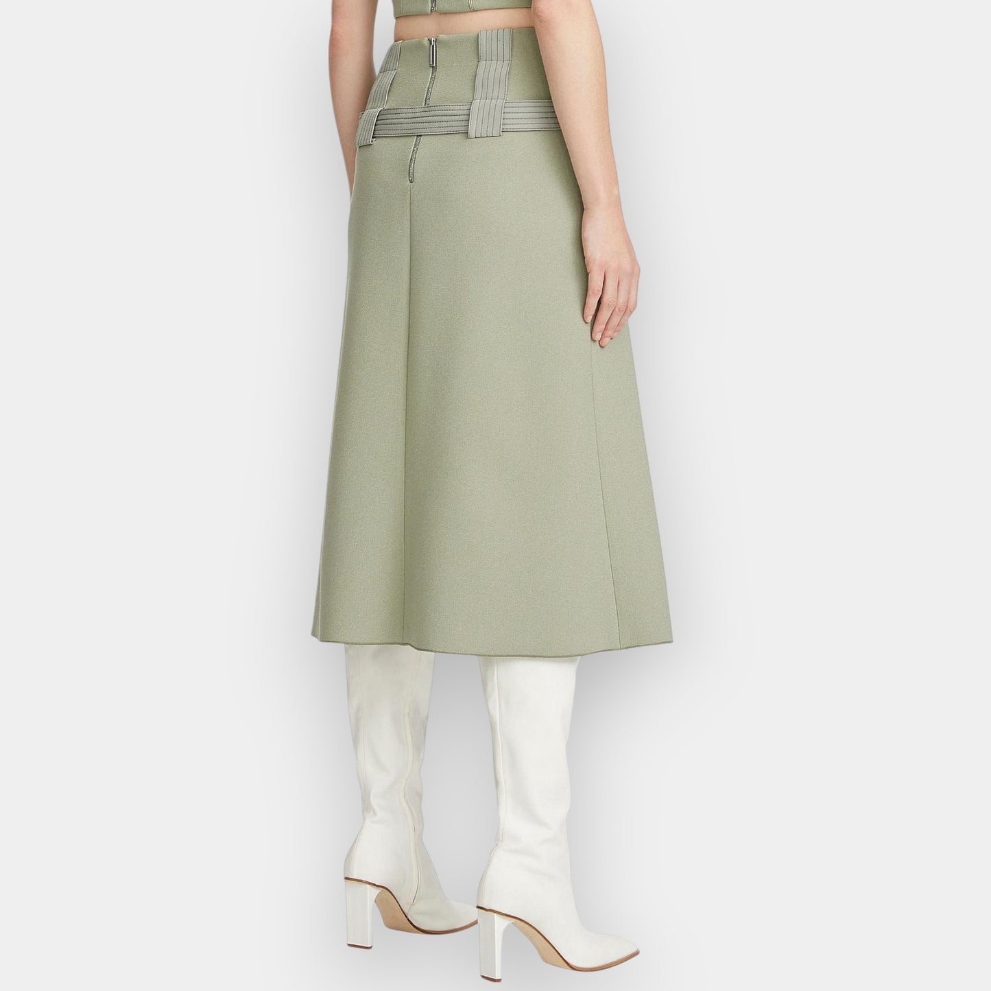 Dion Lee Moss Green Crepe Interchange Belted Skirt Small ~ AU6 [NEW]