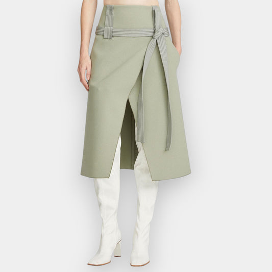 Dion Lee Moss Green Crepe Interchange Belted Skirt Small ~ AU6 [NEW]
