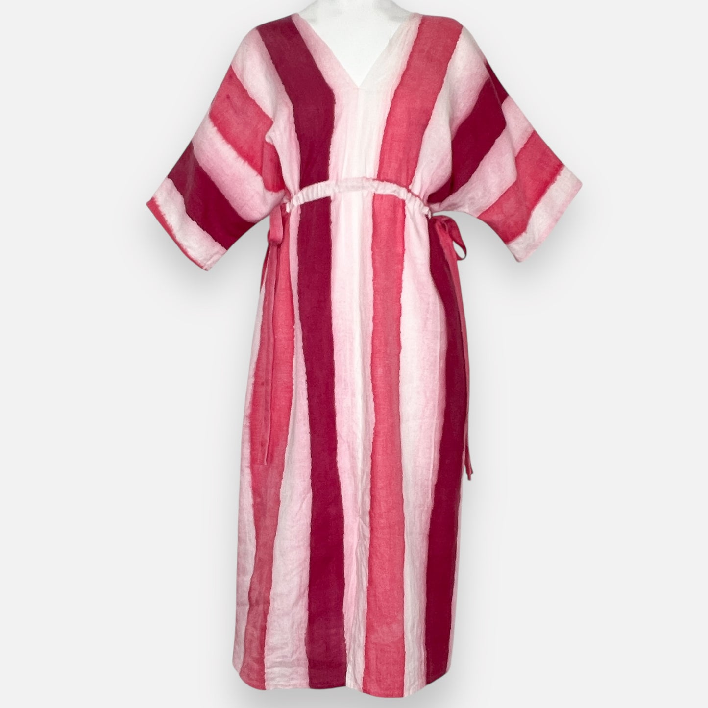 Dou Bochi Eric Bergere Red Stripe Linen ‘Badon’ Dress Medium ~ AU10-12