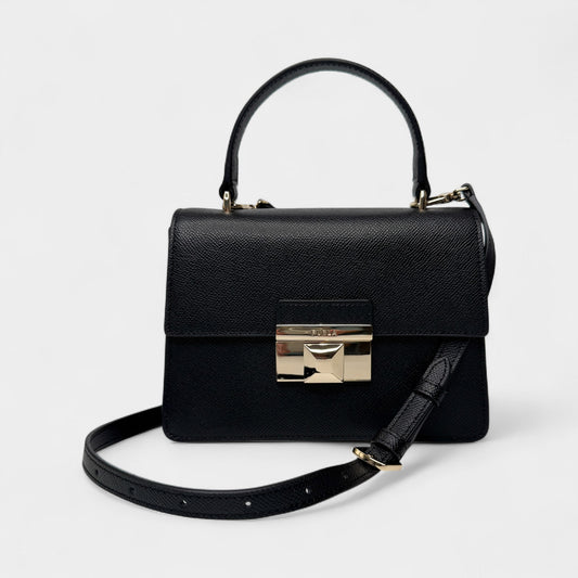 Furla Black Grainy Leather Venere Mini Crossbody Bag