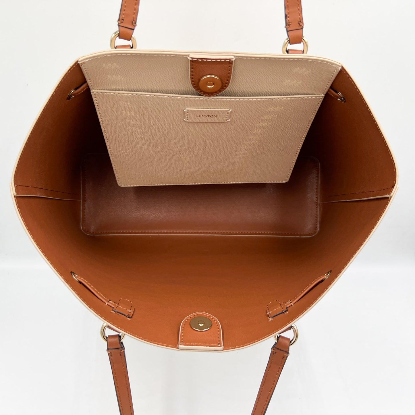 Oroton Beige Saffiano Leather Harriet Medium Tote Bag [NEW]