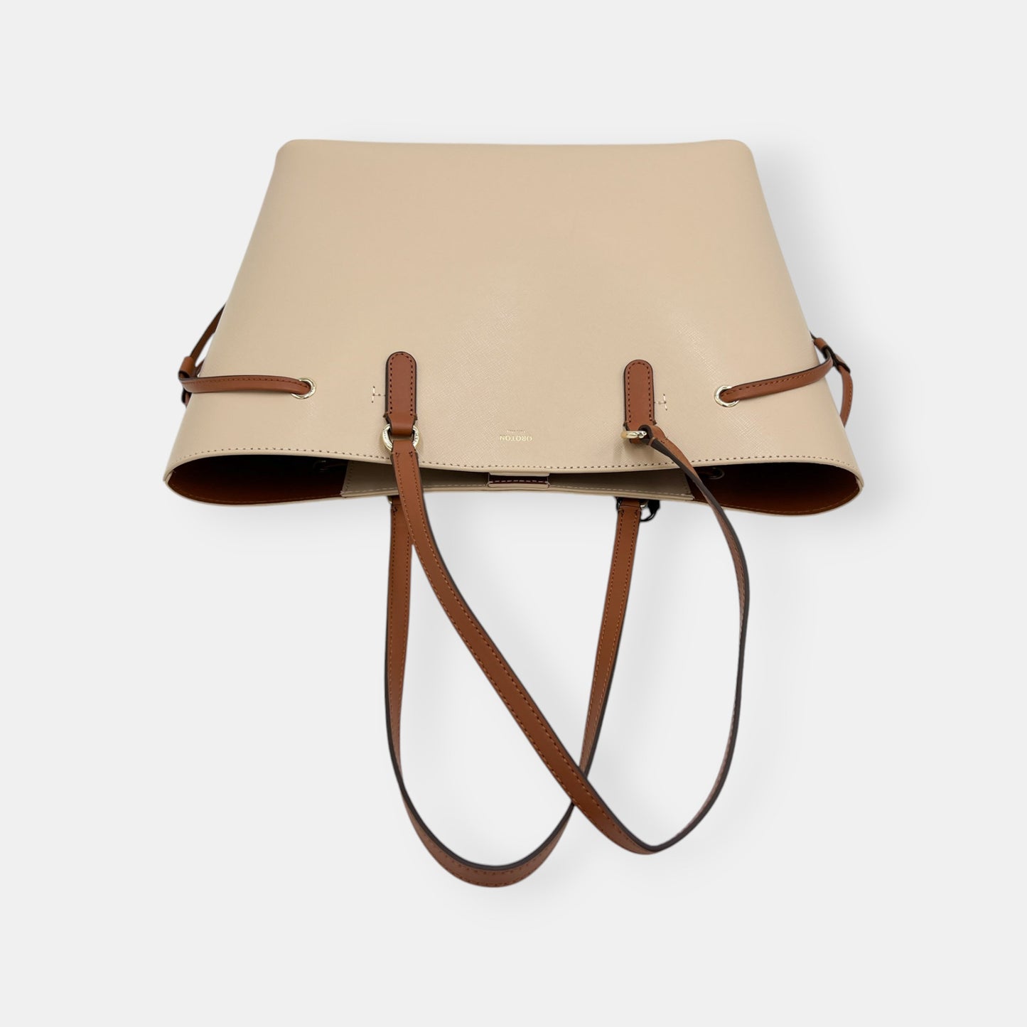 Oroton Beige Saffiano Leather Harriet Medium Tote Bag [NEW]