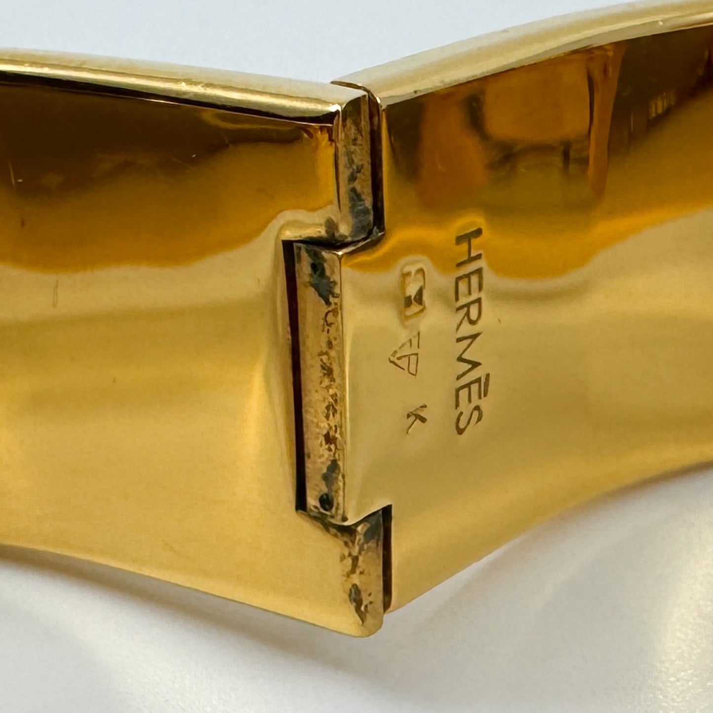 Hermes Orange Enamel Gold Plated Clic-Clac H PM Wide Bracelet