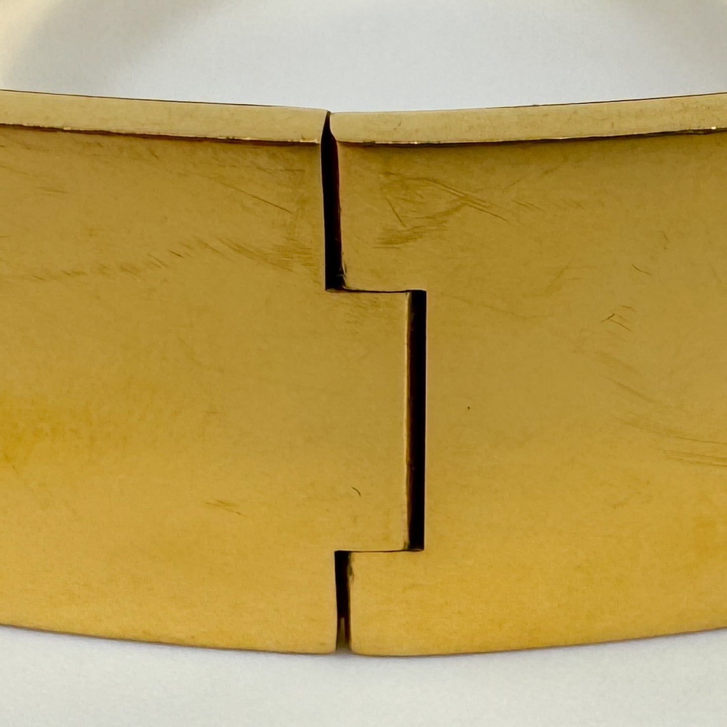 Hermes Orange Enamel Gold Plated Clic-Clac H PM Wide Bracelet