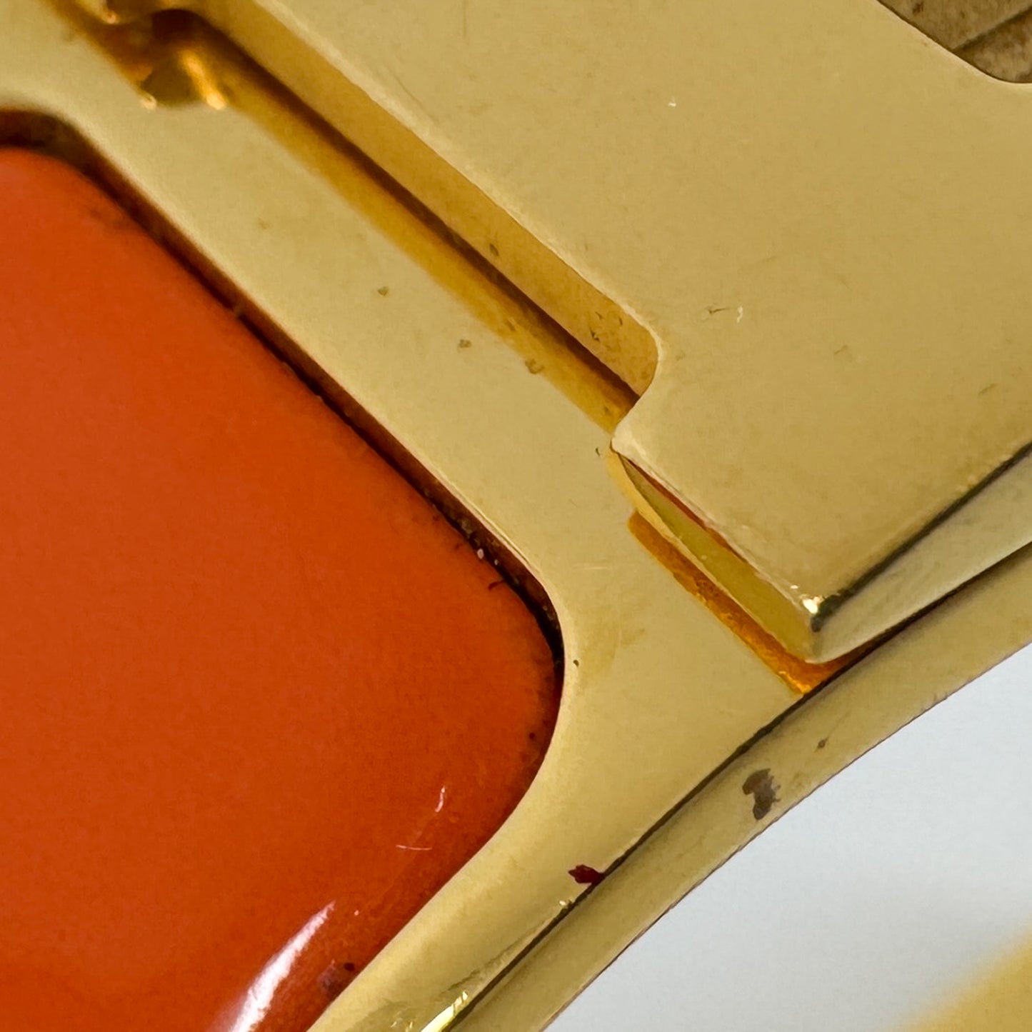 Hermes Orange Enamel Gold Plated Clic-Clac H PM Wide Bracelet