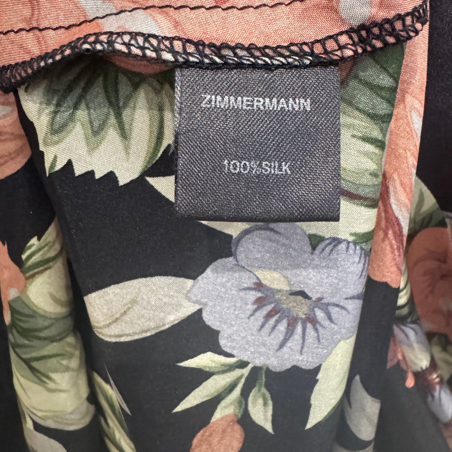 Zimmermann Black Floral 'Keeper' Fine Choker Silk Tie Dress 2 ~ AU12