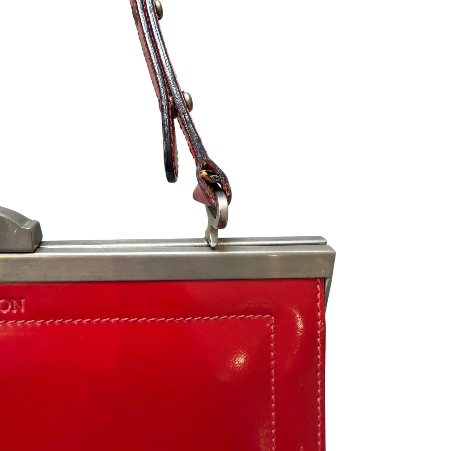 Oroton Vintage 80s Bright Red Smooth Leather Top Handle Bag
