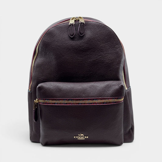 Coach Burgundy Oxblood Leather Charlie Edgepaint Backpack Bag