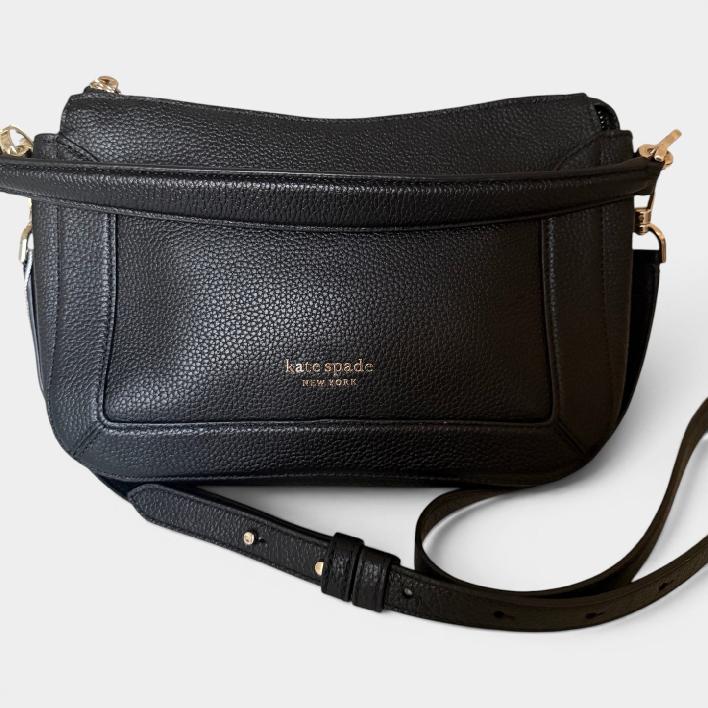Kate Spade Black Leather Crush Shoulder Cross Body Bag