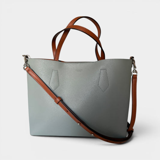 Oroton Sage Green Saffiano Leather Mini Tote Bag With Pouch