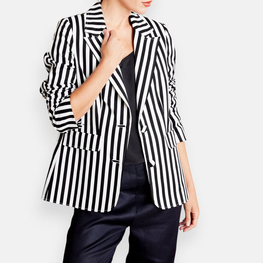 Kamare Black and White Vi Striped Blazer Jacket Medium ~ AU12