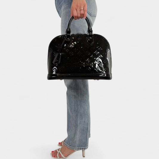 Louis Vuitton Alma Black Patent Leather Handbag Medium
