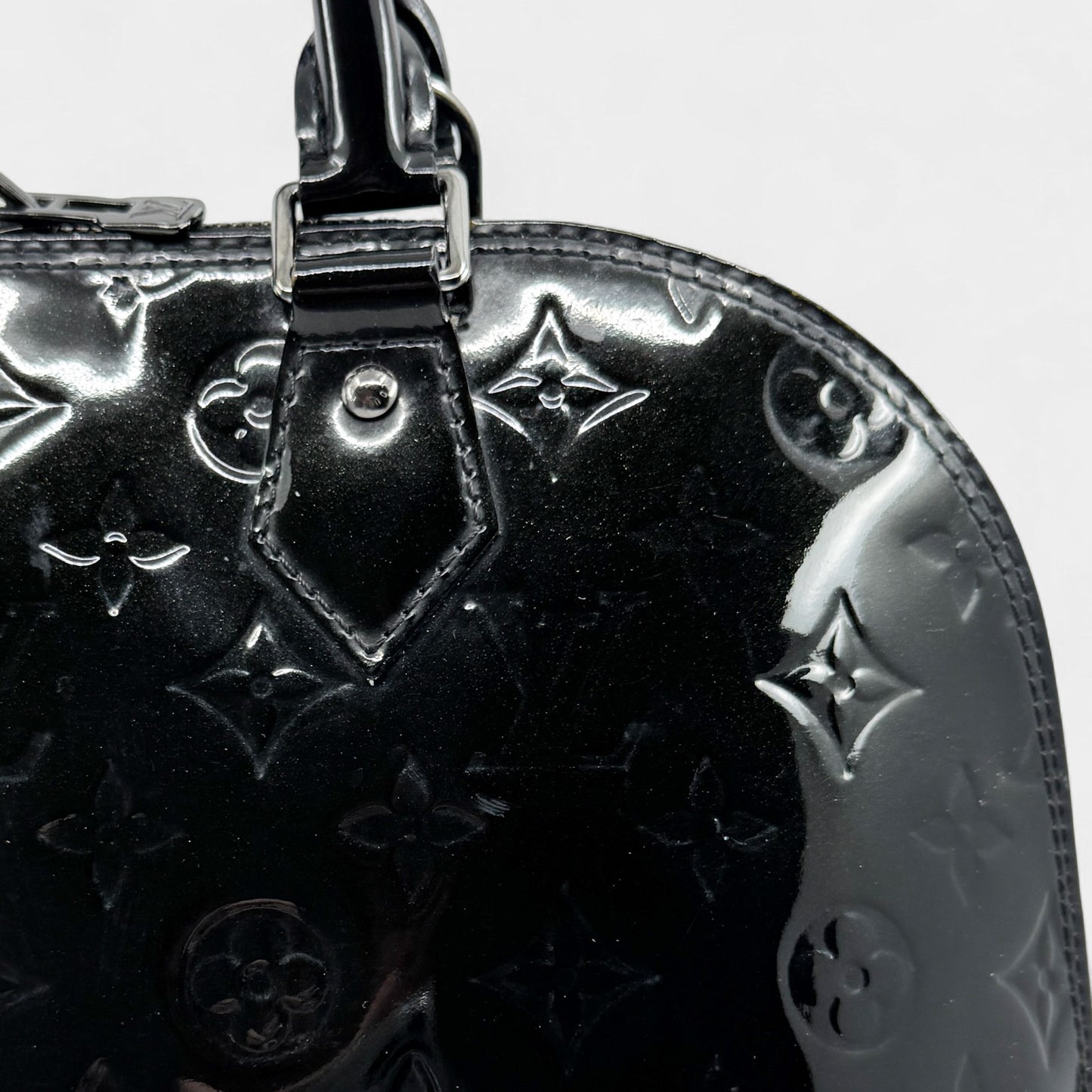 Louis Vuitton Alma Black Patent Leather Handbag Medium