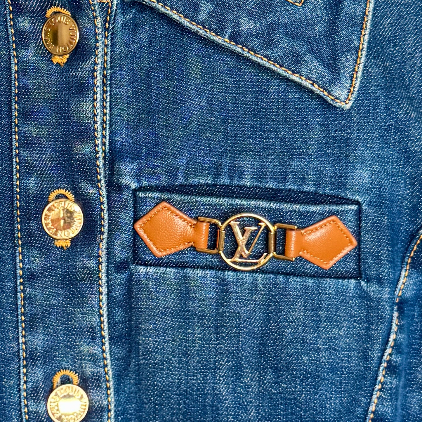 Louis Vuitton Retro Organic Cotton Blue Denim Jacket EU34 ~ AU6-8