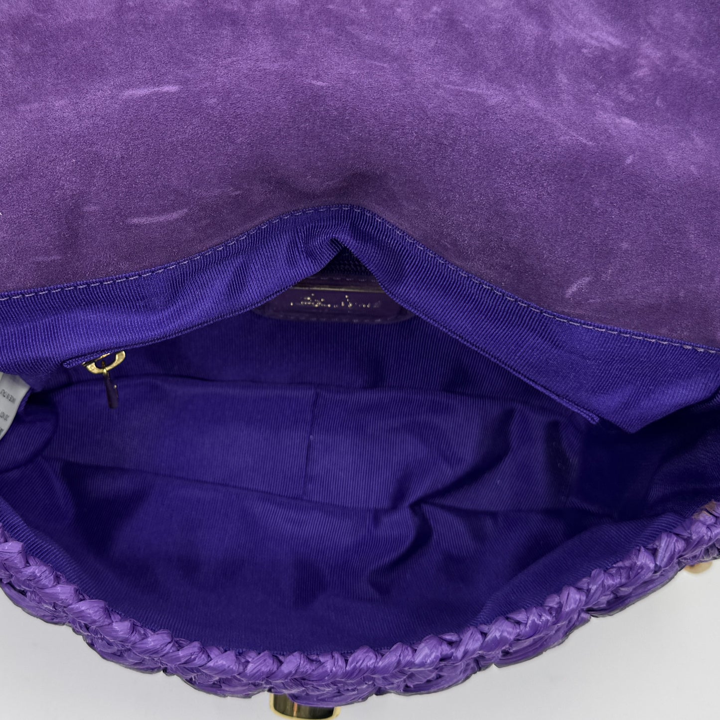 Luisa Spagnoli Purple Rattan Isoletta Shoulder Clutch Bag