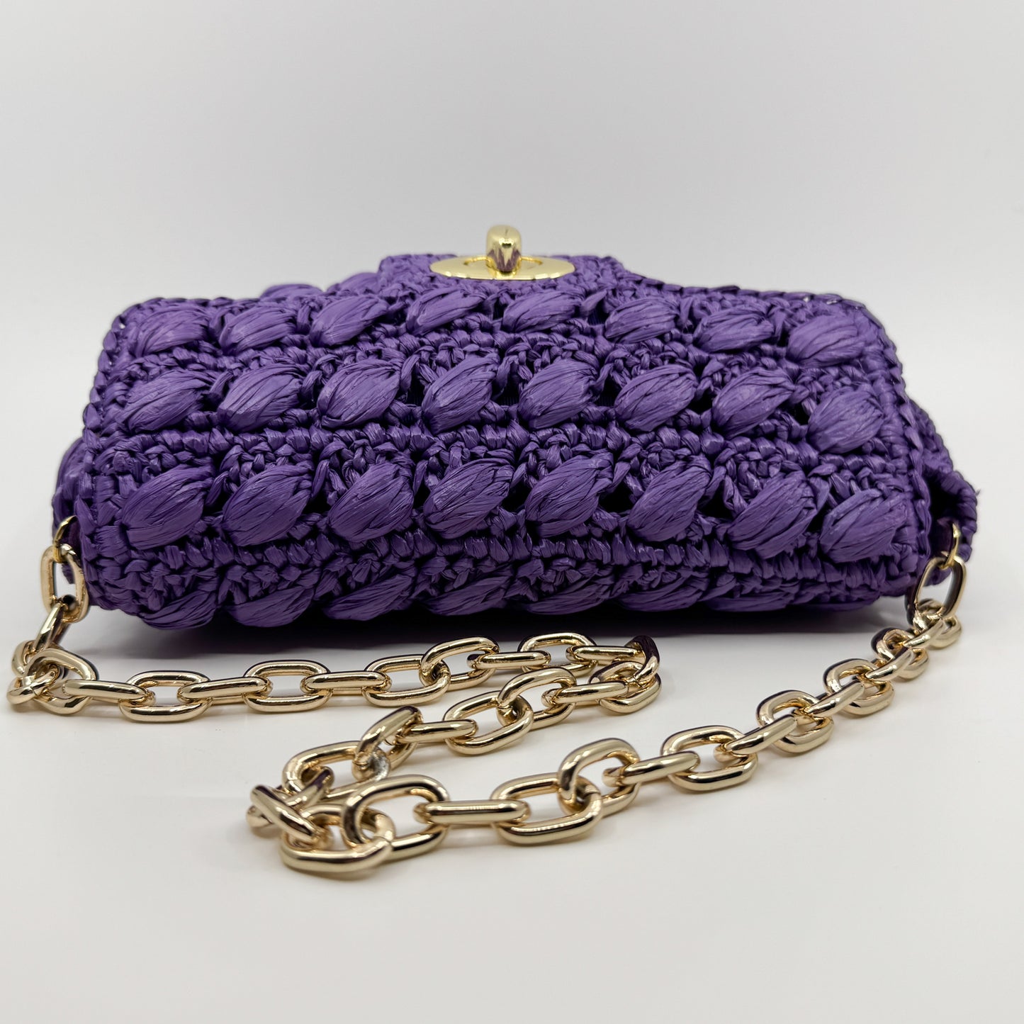 Luisa Spagnoli Purple Rattan Isoletta Shoulder Clutch Bag