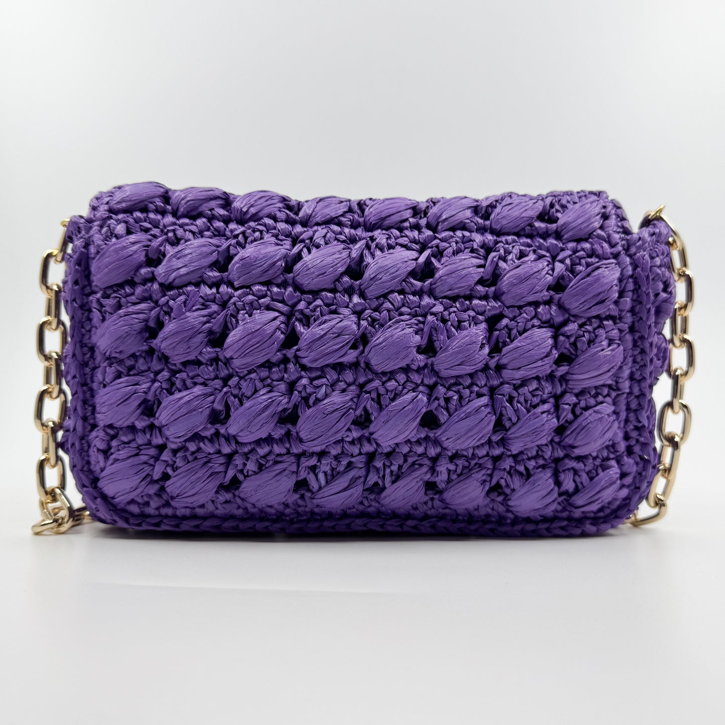 Luisa Spagnoli Purple Rattan Isoletta Shoulder Clutch Bag