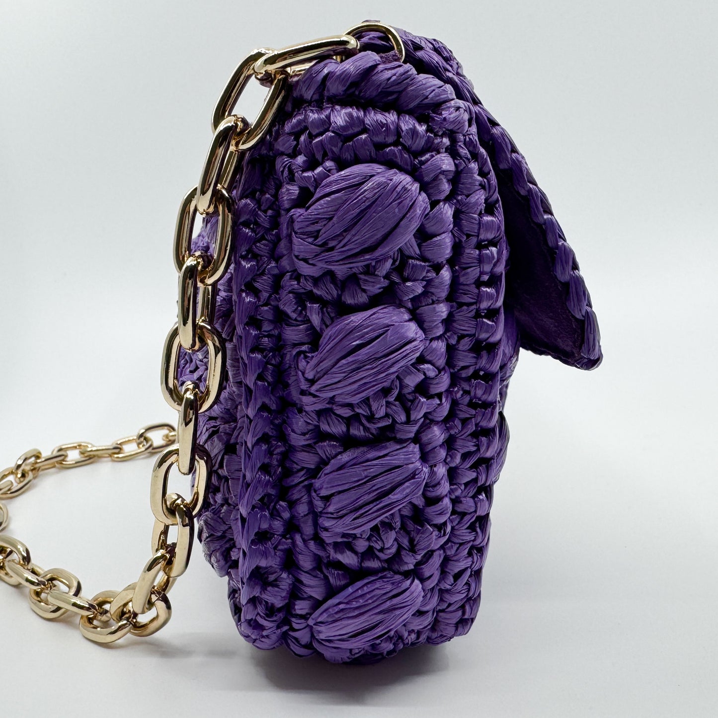 Luisa Spagnoli Purple Rattan Isoletta Shoulder Clutch Bag