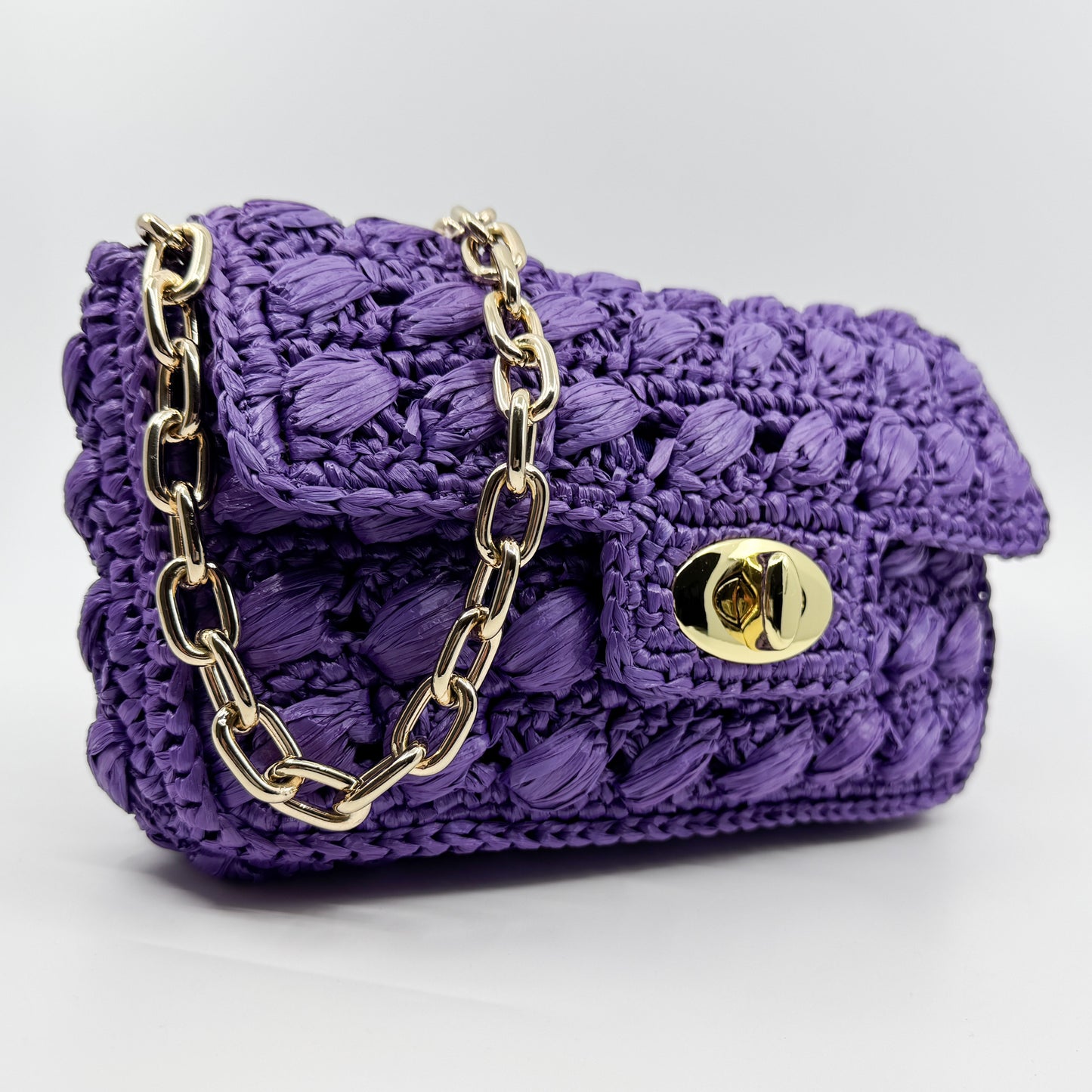 Luisa Spagnoli Purple Rattan Isoletta Shoulder Clutch Bag