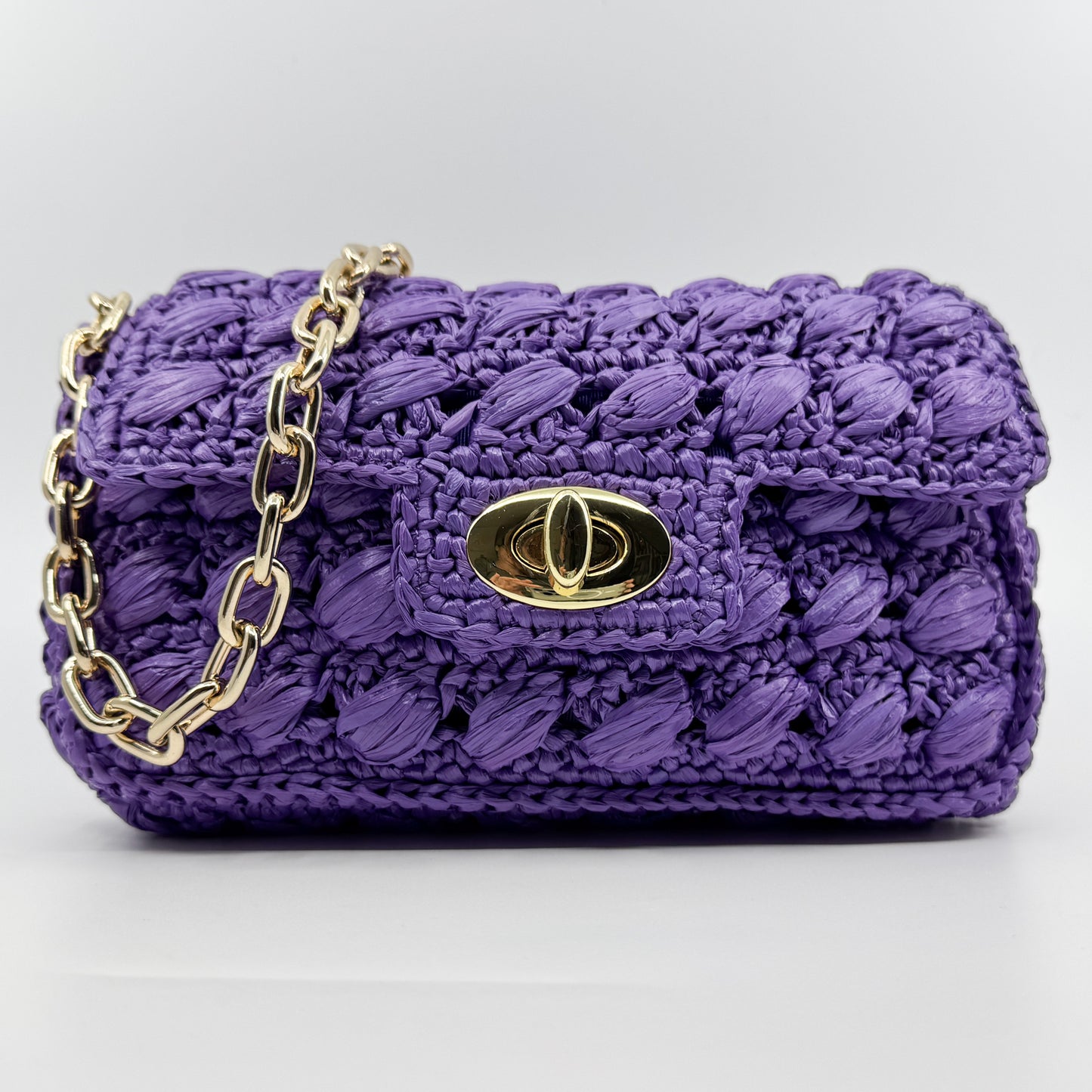 Luisa Spagnoli Purple Rattan Isoletta Shoulder Clutch Bag