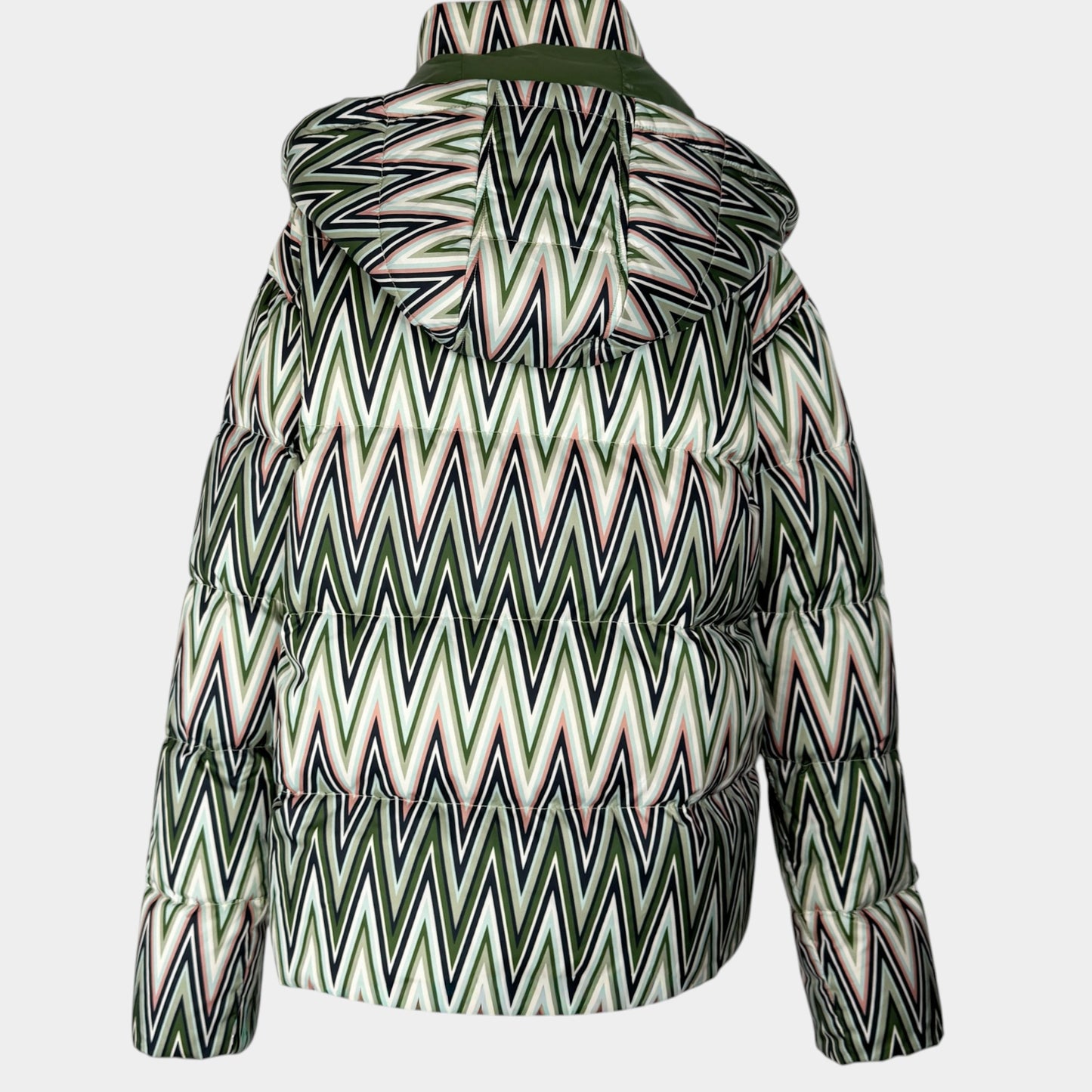 M Missoni Green Pink Chevron Duck Down Puffer Coat IT38 ~ AU8-10