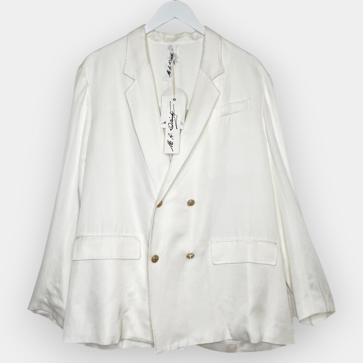 M.A. Dainty Off White Buttoned Hydrangea Blazer Jacket AU12 [NEW]