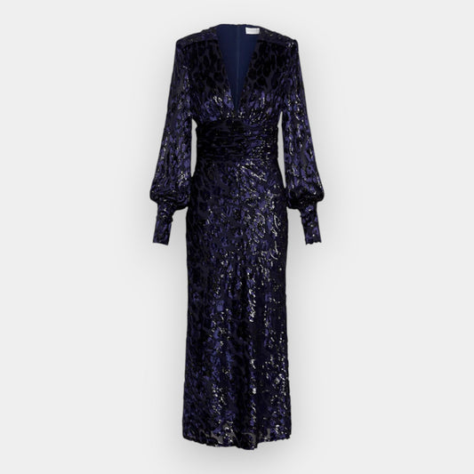 Rebecca Vallance Navy Blue Maelle Midi Dress AU12 [NEW]