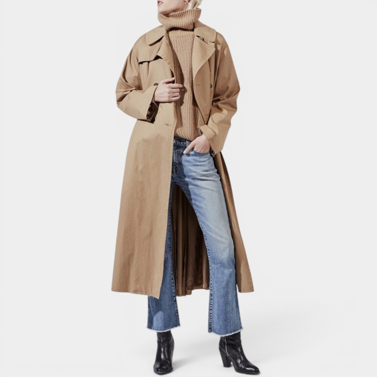Nili Lotan Tan Brown Raw Edge Topher Trench Coat Small ~ Medium ~ AU8-10-12