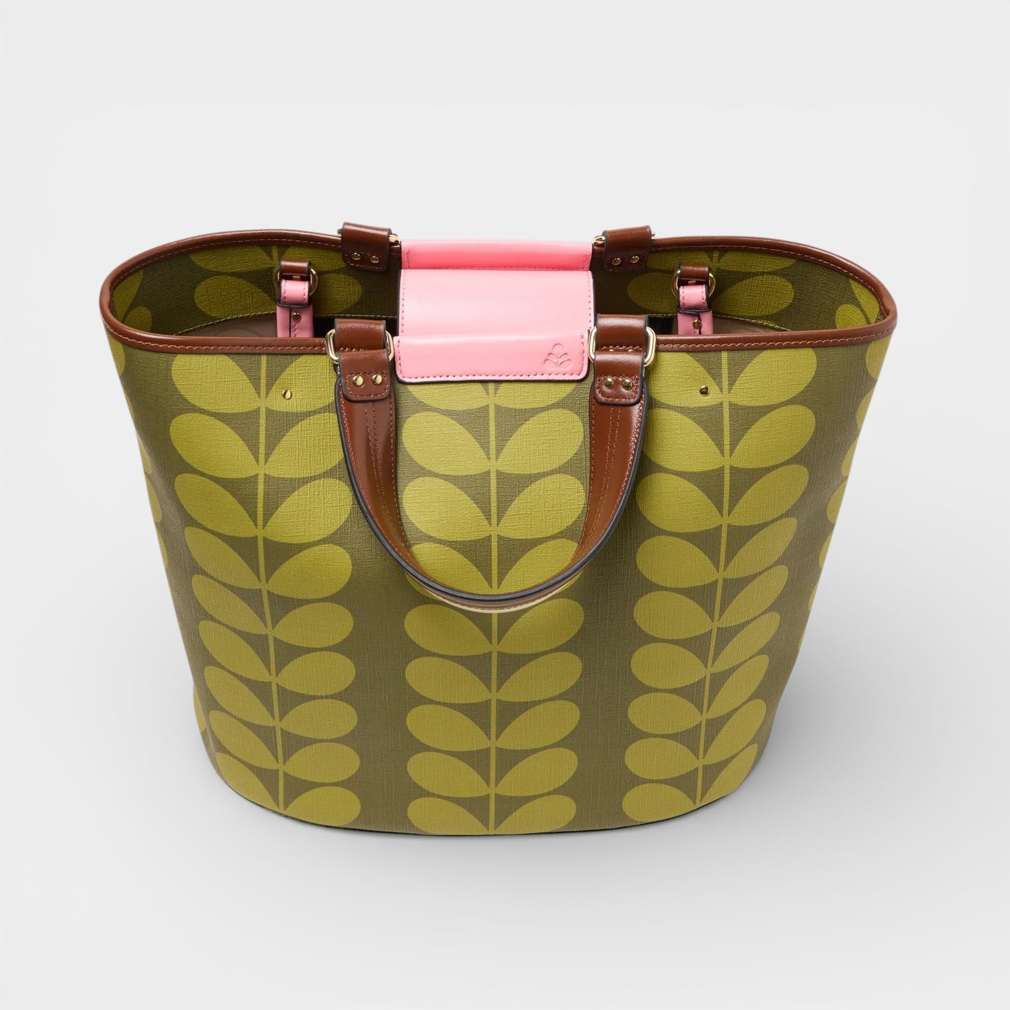 Orla Kiely Olive Green Solid Stem Smile Tote Bag