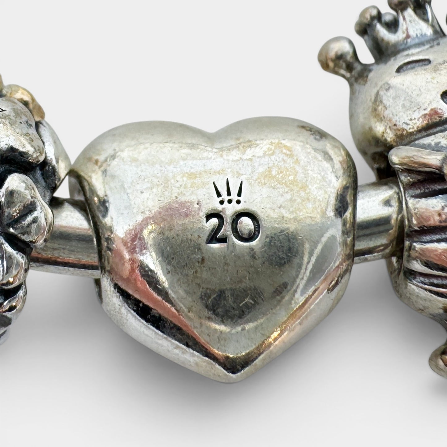Pandora 20th Anniversary Silver Bracelet & 12 Charms Full Set